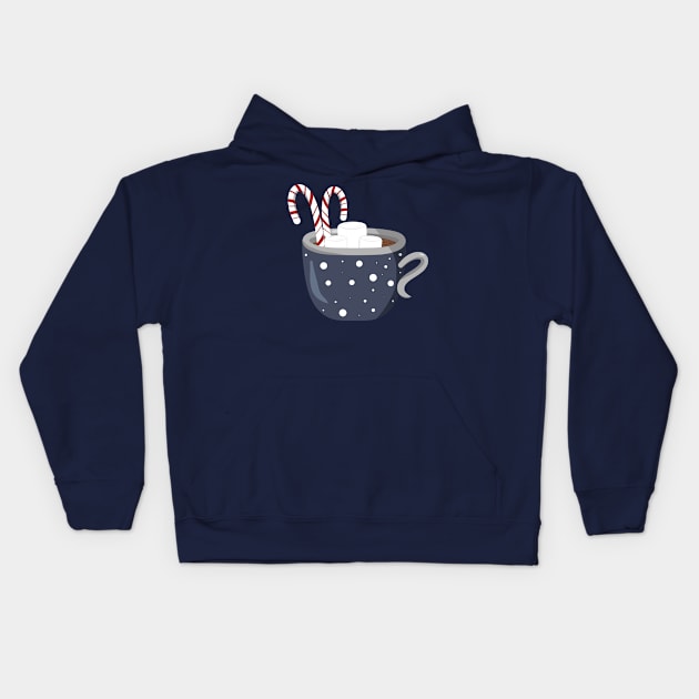 Peppermint Hot Chocolate with Marshmallows Kids Hoodie by PandLCreations